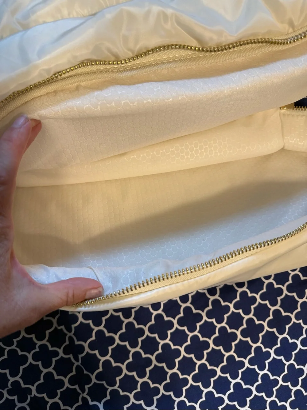 Padded Cream Baby Bag Tote with Dual Handles and Shoulder Strap